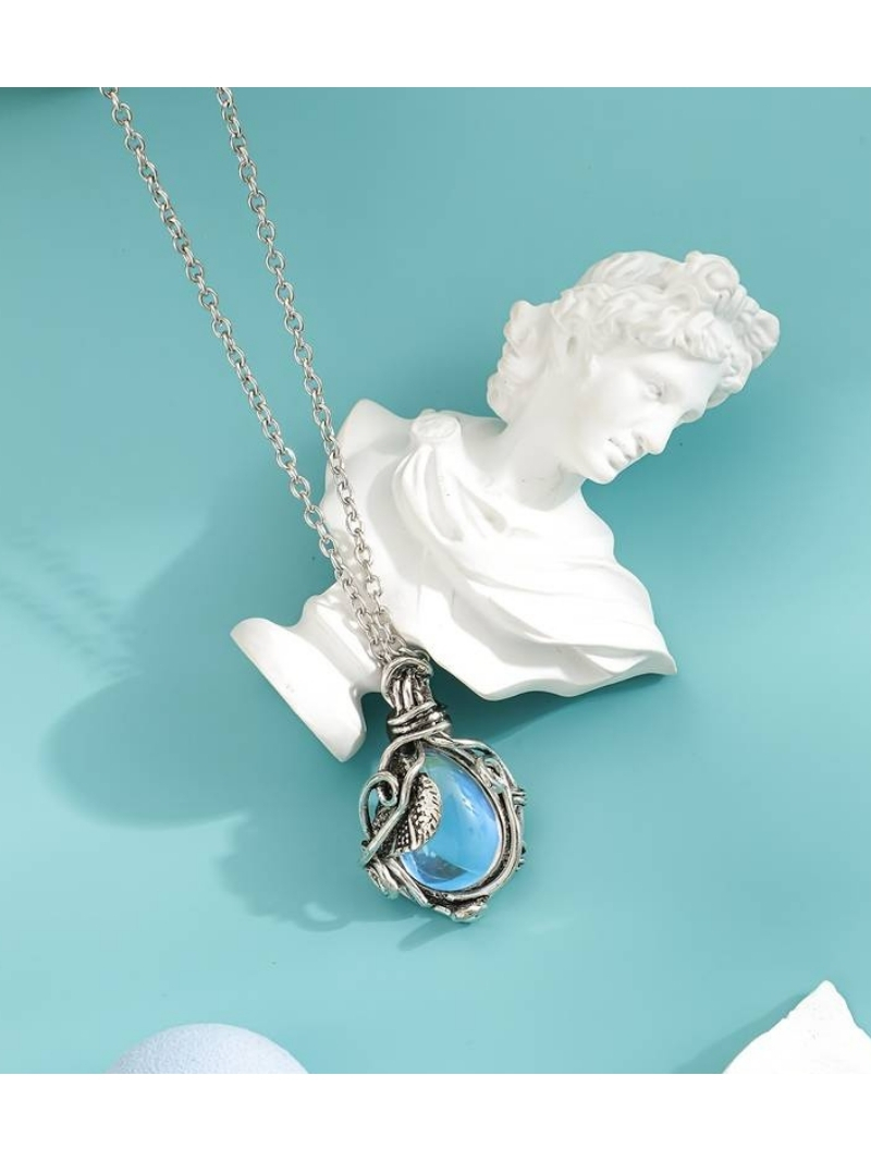 Vintage%20Yaprak%20Detaylı%20Damla%20Kolye