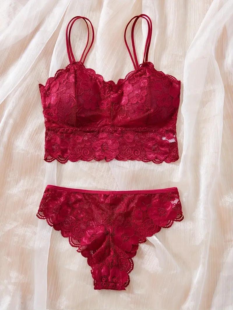 Çiçekli%20Dantel%20Bordo%20İç%20Çamaşırı%20Takımı