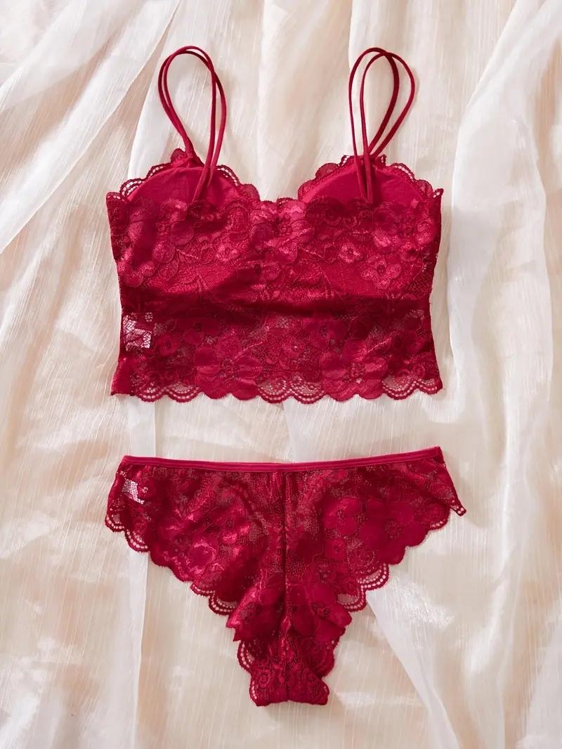 Çiçekli%20Dantel%20Bordo%20İç%20Çamaşırı%20Takımı
