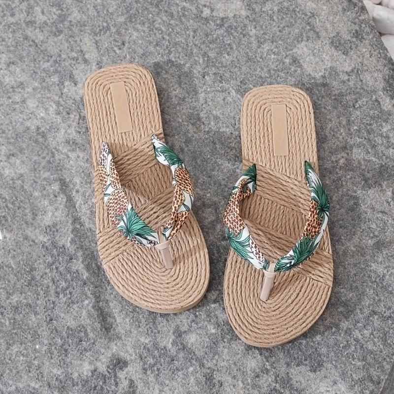 Palmiye%20Desenli%20Parmak%20Arası%20Kadın%20Plaj%20Terliği
