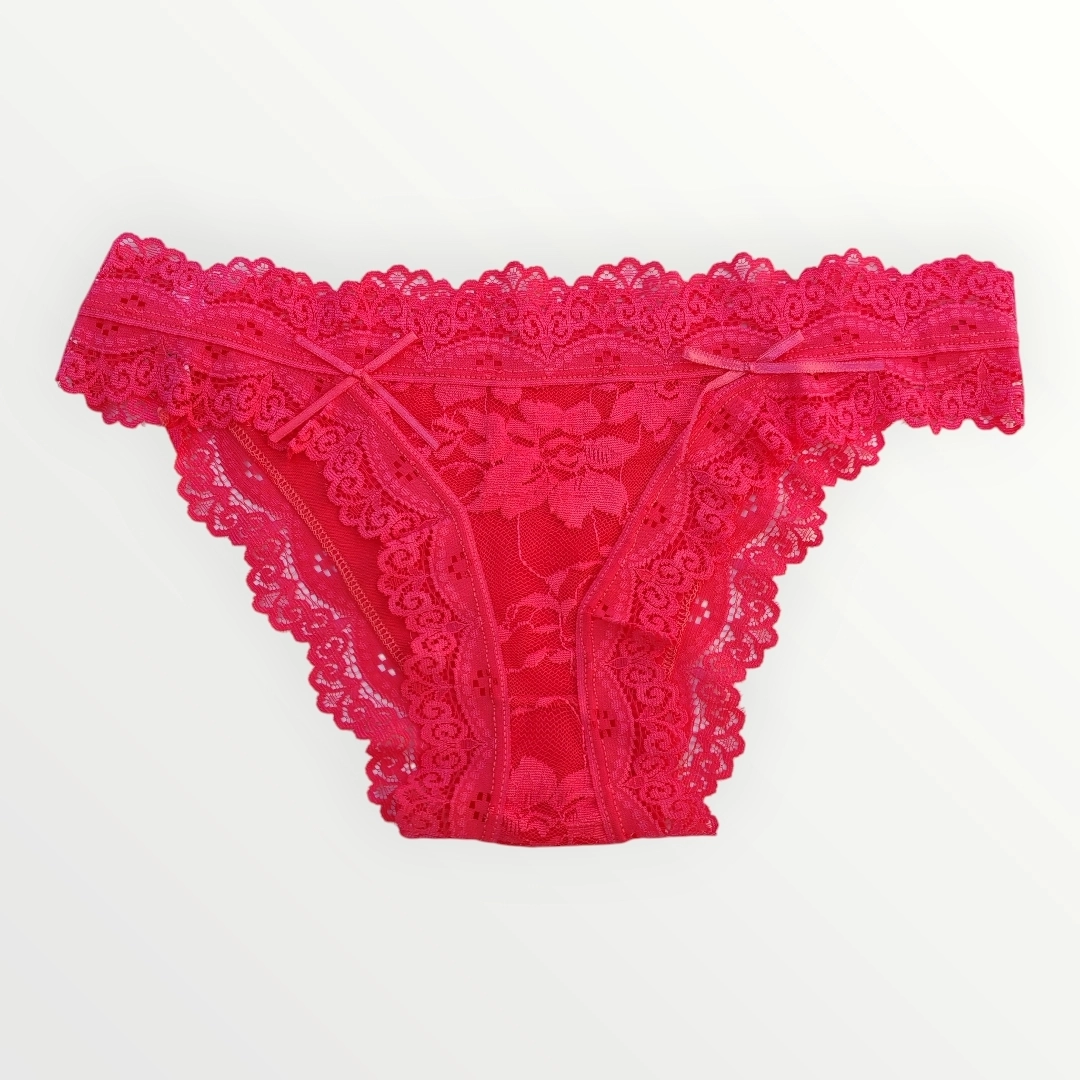 DezaLux%20Çift%20Fiyonklu%20Dantelli%20Kırmızı%20İç%20Çamaşırı