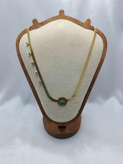 İtalyan Ezme Zincir Nazarlık Çelik Kolye