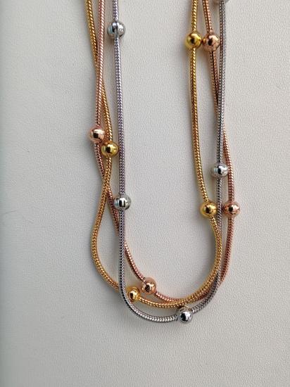 Altının Üç Rengi Üç Sıra Çelik Kolye