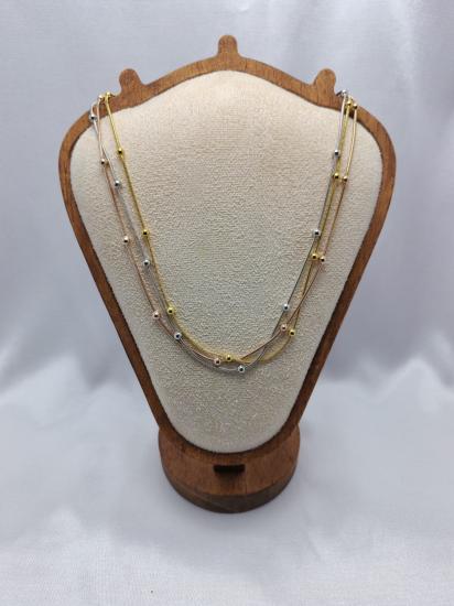 Altının Üç Rengi Üç Sıra Çelik Kolye