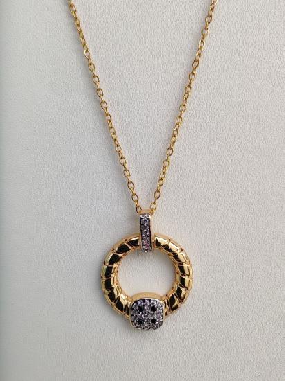 Zirkon Taşlı Tasarım Çelik Kolye