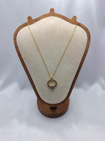 Zirkon Taşlı Tasarım Çelik Kolye