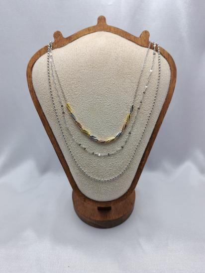 Üç Sıra Zincirli Boru Detay Çelik Kolye