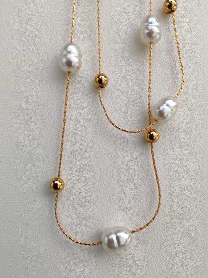 İki Sıra Dorika Zincir İncili Çelik Kolye