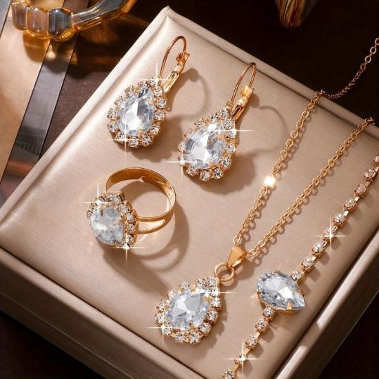 Damla Kesim Zirkon Taşlı Takı Seti 5 Parça