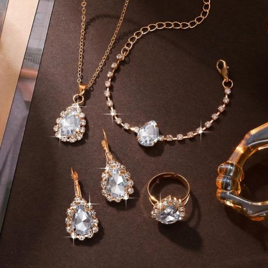 Damla Kesim Zirkon Taşlı Takı Seti 5 Parça