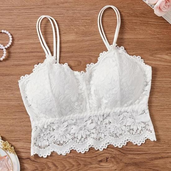 İnce Askılı Dantel Bralet Beyaz Sütyen Büstiyer