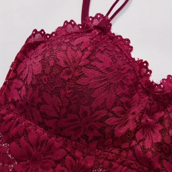 İnce Askılı Dantel Bralet Kırmızı Sütyen Büstiyer