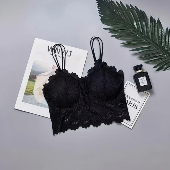 İnce Askılı Dantel Bralet Siyah Sütyen Büstiyer
