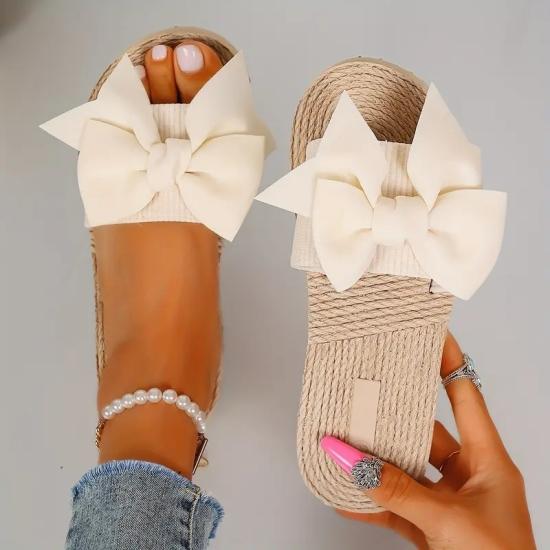 Fiyonklu Düz Terlik Kadın Plaj Terlik