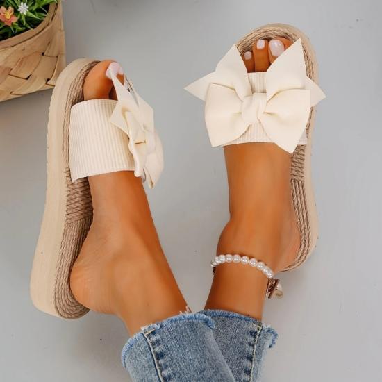 Fiyonklu Düz Terlik Kadın Plaj Terlik