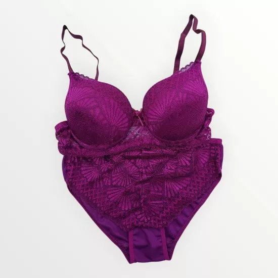 Nergiz Mor Pamuklu Sütyen Takımı