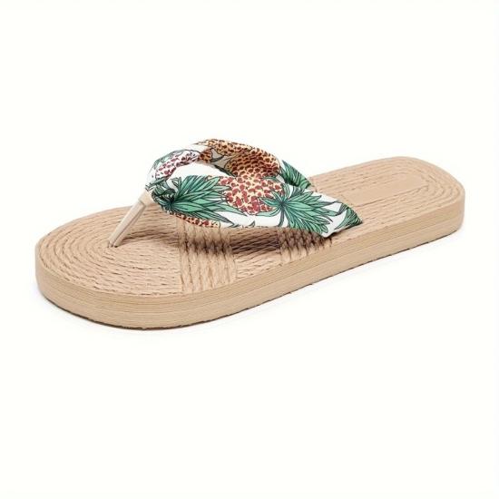 Palmiye Desenli Parmak Arası Terlik Kadın Plaj Terliği
