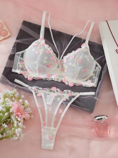 Çiçek Nakışlı Seksi İç Çamaşırı Seti