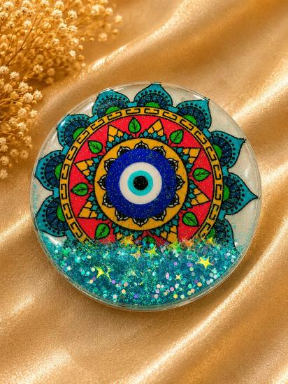Mavi Mandala Desenli Cep Aynası